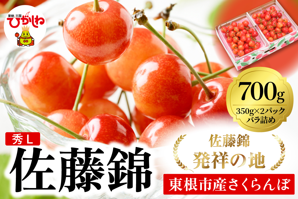 2026年 東根産さくらんぼ「佐藤錦」700gバラ詰め(350g×2ﾊﾟｯｸ) 秀品 Lサイズ 東根農産センター提供 山形県 東根市 hi027-218