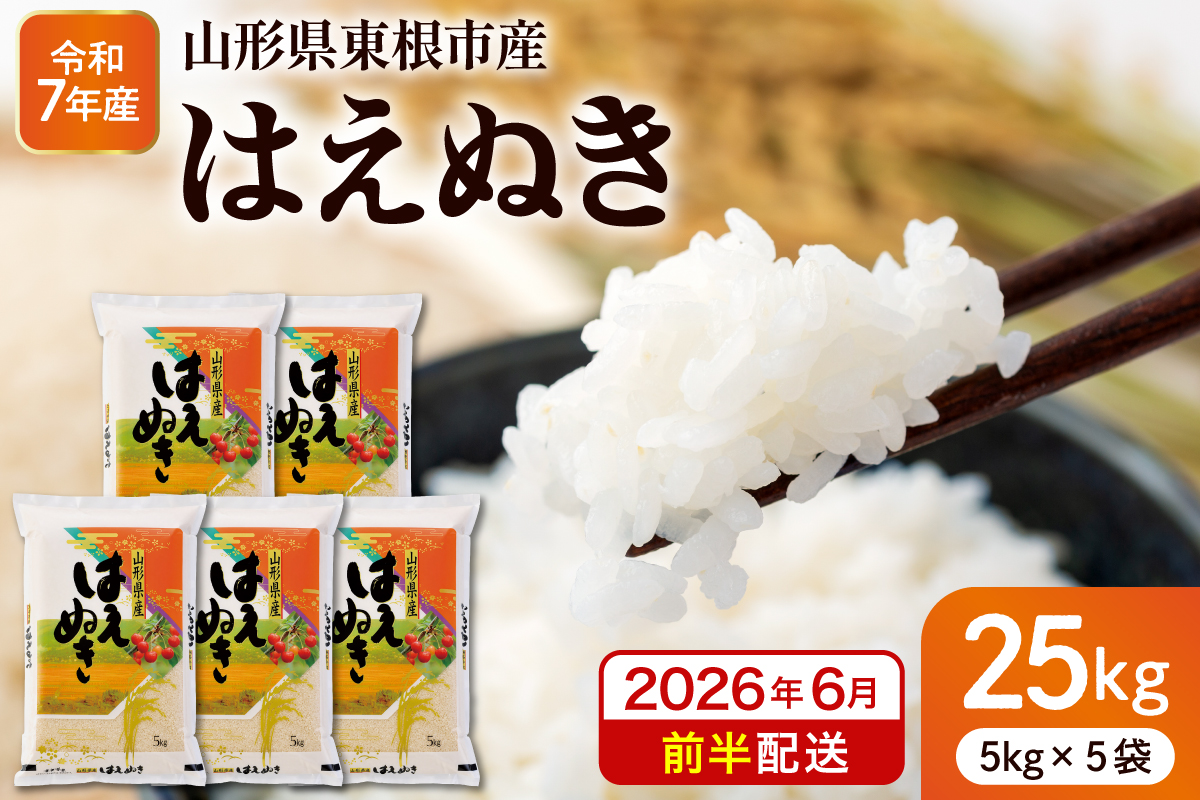 【令和7年産米】※2026年6月前半発送※ はえぬき25kg 山形県 東根市産 深瀬商店提供 hi053-064-061