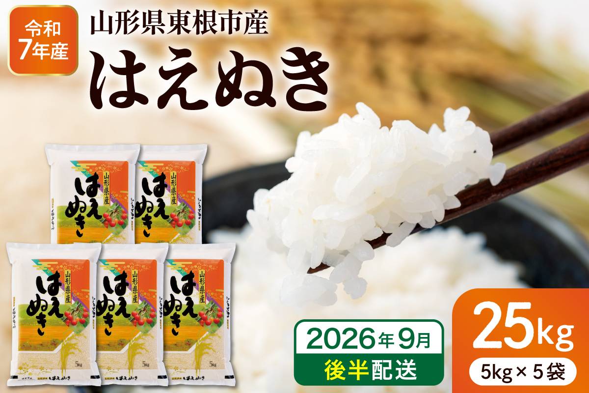 【令和7年産米】※2026年9月後半発送※ はえぬき25kg 山形県 東根市産 深瀬商店提供 hi053-064-093
