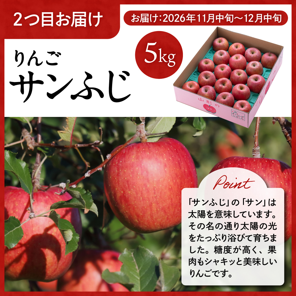 【2回定期便】山形牛＆りんご コース（2026年10月以降お届け） 山形県 東根市 　hi999-043