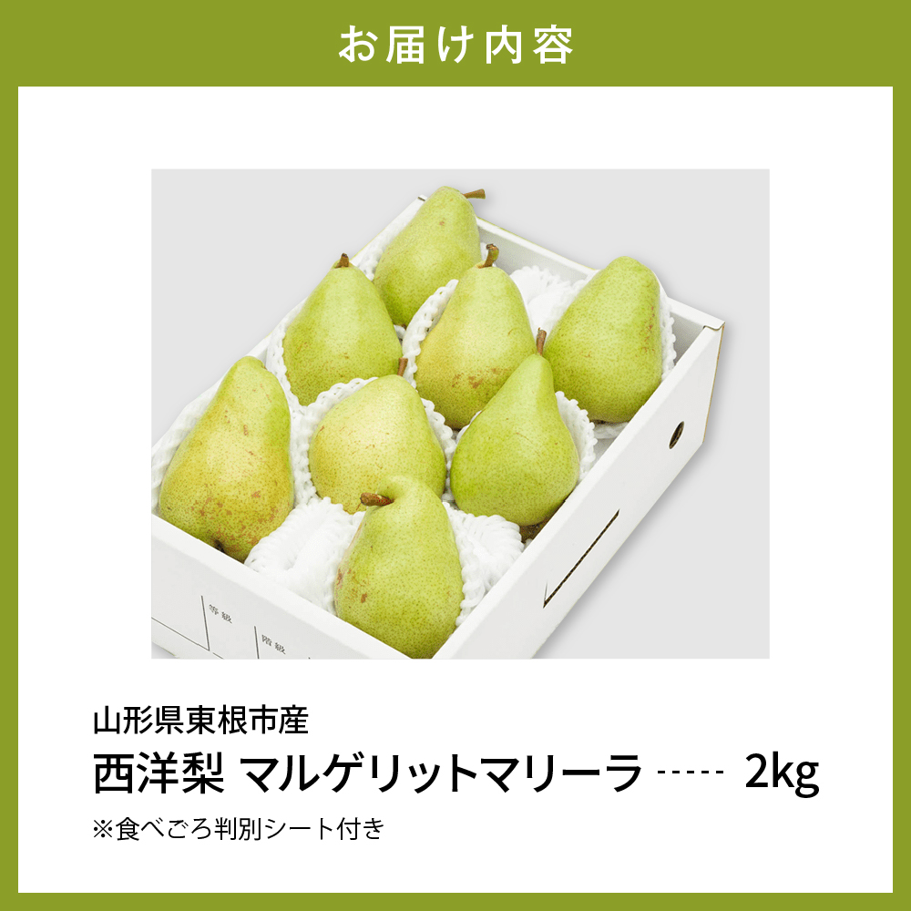 【令和6年産 先行予約】西洋梨マルゲリットマリーラ２ｋｇ　秀品　化粧箱入り 山形県 東根市 東根農産センター提供 hi027-136