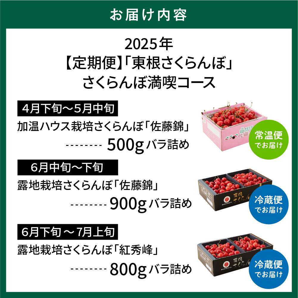 【2025年産 先行予約】GI「東根さくらんぼ」 さくらんぼ 満喫 コース Part１　(2025年4月下旬～5月中旬からスタート) 山形県 東根市　hi001-033-2