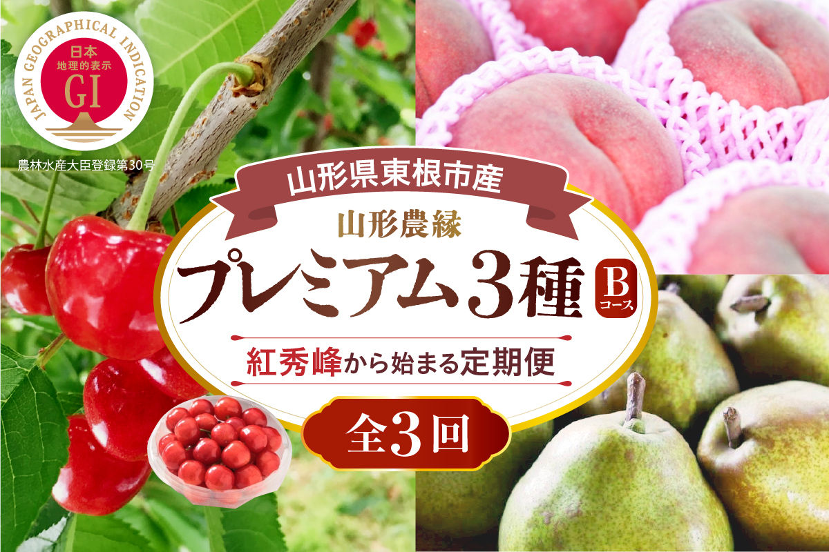 【2026年 3回定期便】山形農縁プレミアム3種B ～さくらんぼ紅秀峰から始まる～ 千笑花夢提供 山形県 東根市 hi082-065b