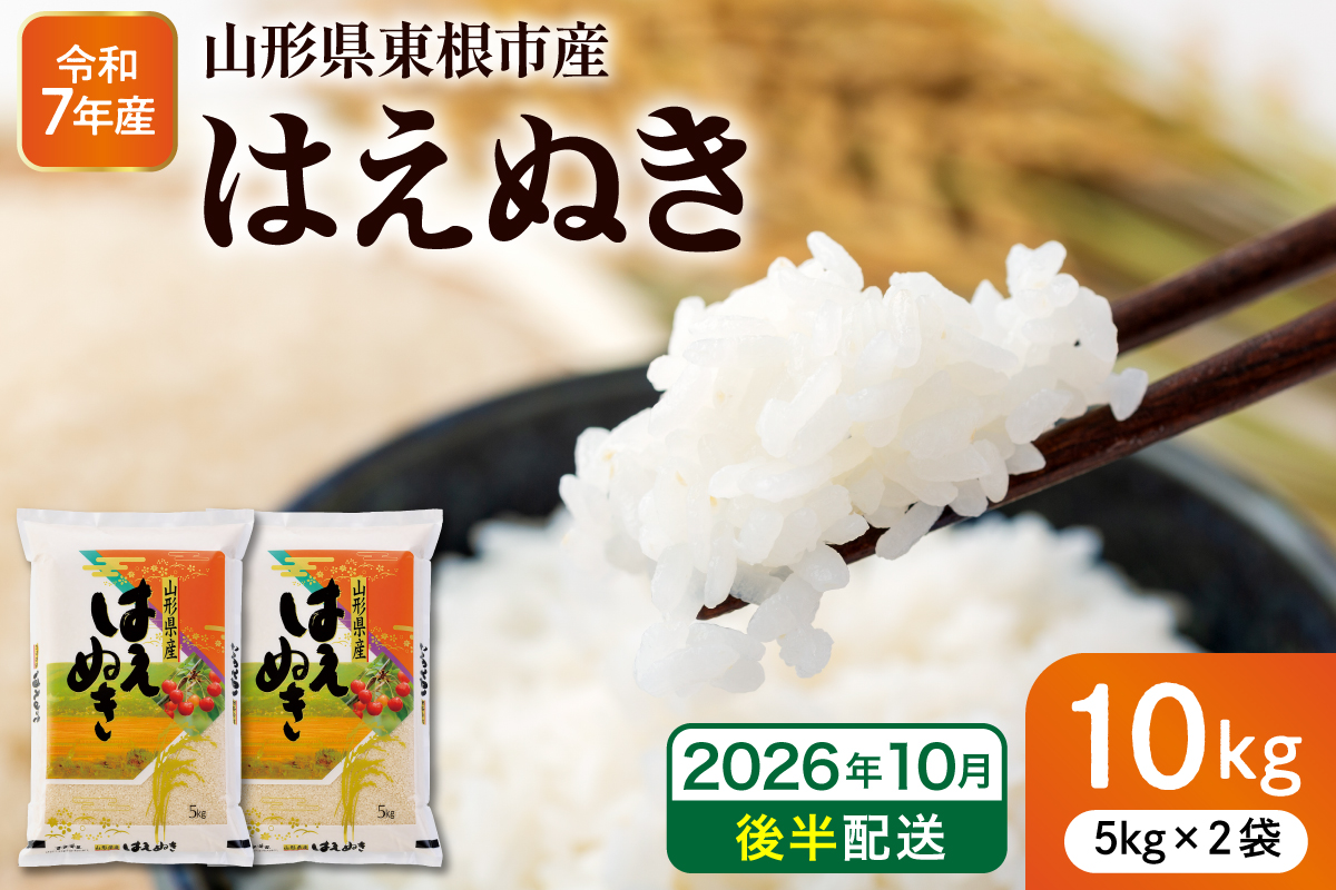 【令和7年産米】※2026年10月後半発送※ はえぬき10kg 山形県 東根市産 深瀬商店提供 hi053-063-103