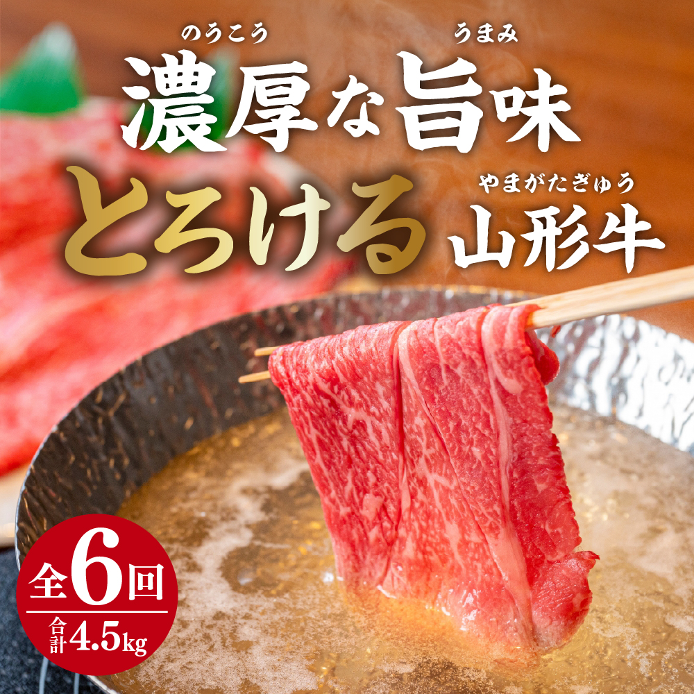 厳選山形牛の定期便　全6回 総量約4.5kg 【晴天畑】　hi004-hi026-021r