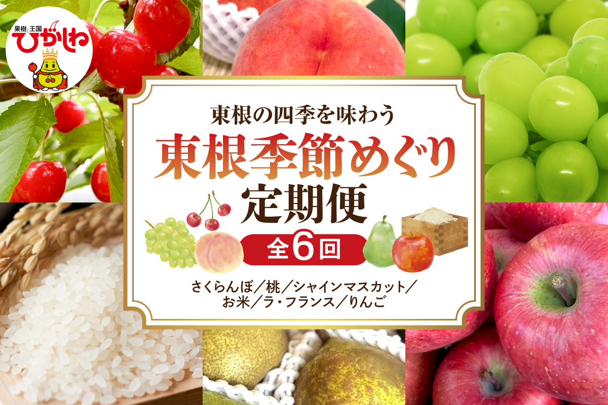 【2026年産】東根季節めぐり定期便 - 東根の四季をやさしく味わう、ちょうど良い６回コース 山形県 東根市 さくらんぼ もも シャインマスカット お米 ラ・フランス りんご hi074-023
