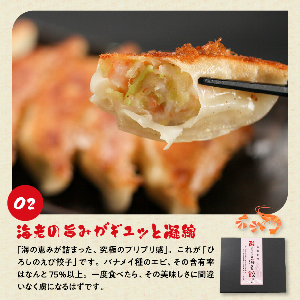 ひろしの餃子 満喫セット（もちチーズ餃子10個、特製餃子16個、えび餃子20個）　hi004-hi044-001r