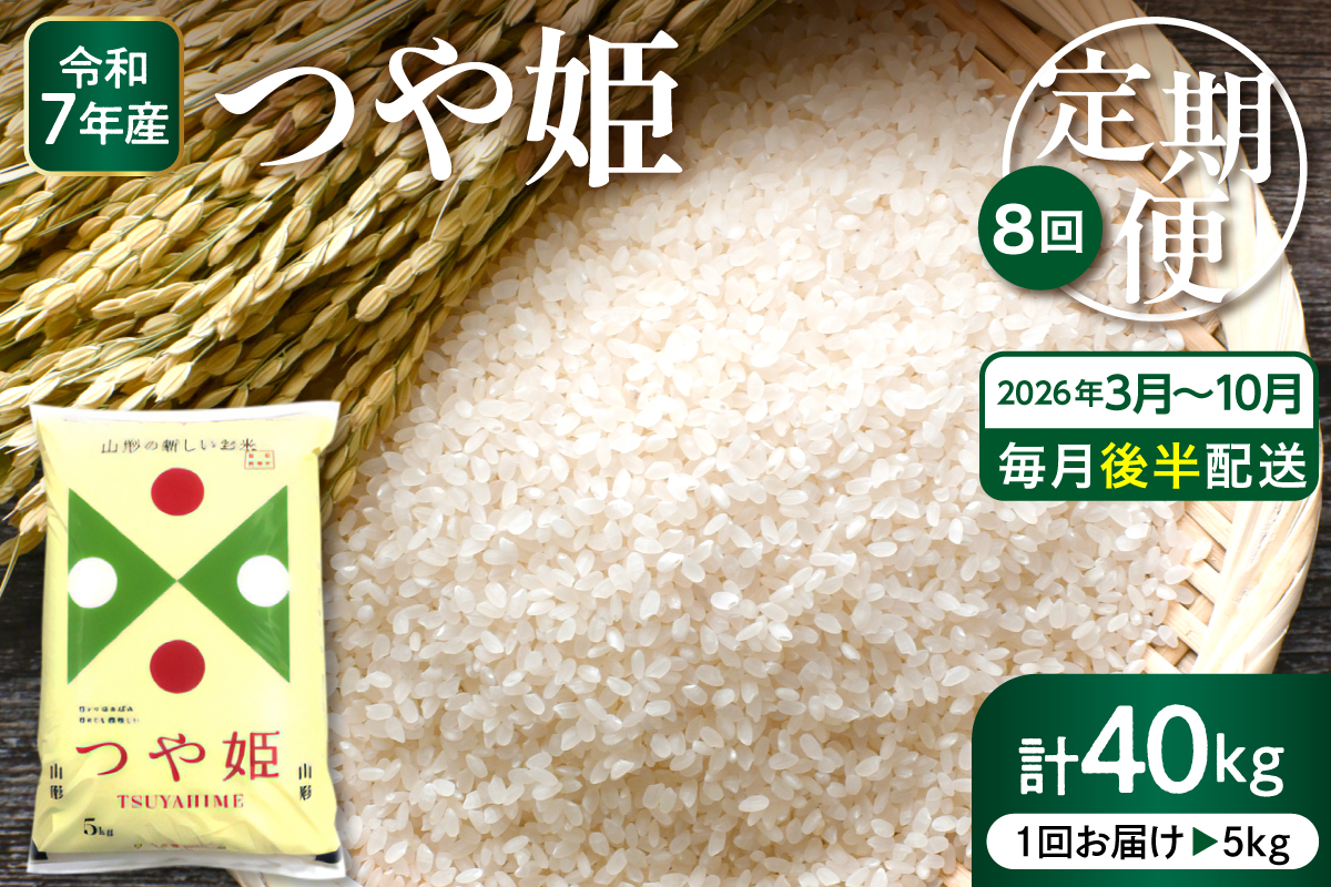 【2026年3月スタート】 特別栽培米つや姫5kg×8回(毎月 後半発送)定期便【深瀬商店】hi053-057