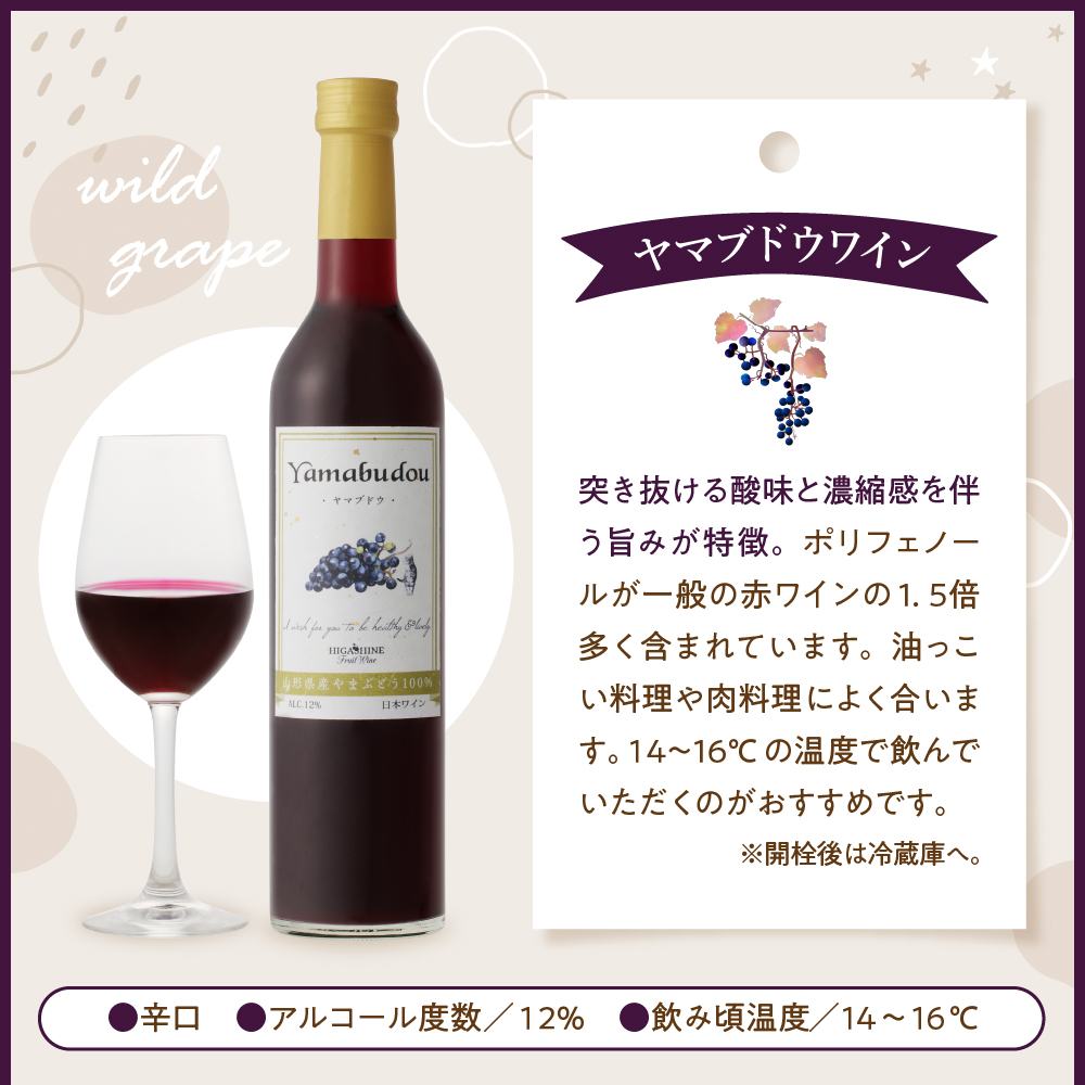 ヤマブドウワイン500ml×２本セット 山形県 東根市 合同会社 Fruit Winery Esprit提供 hi108-002