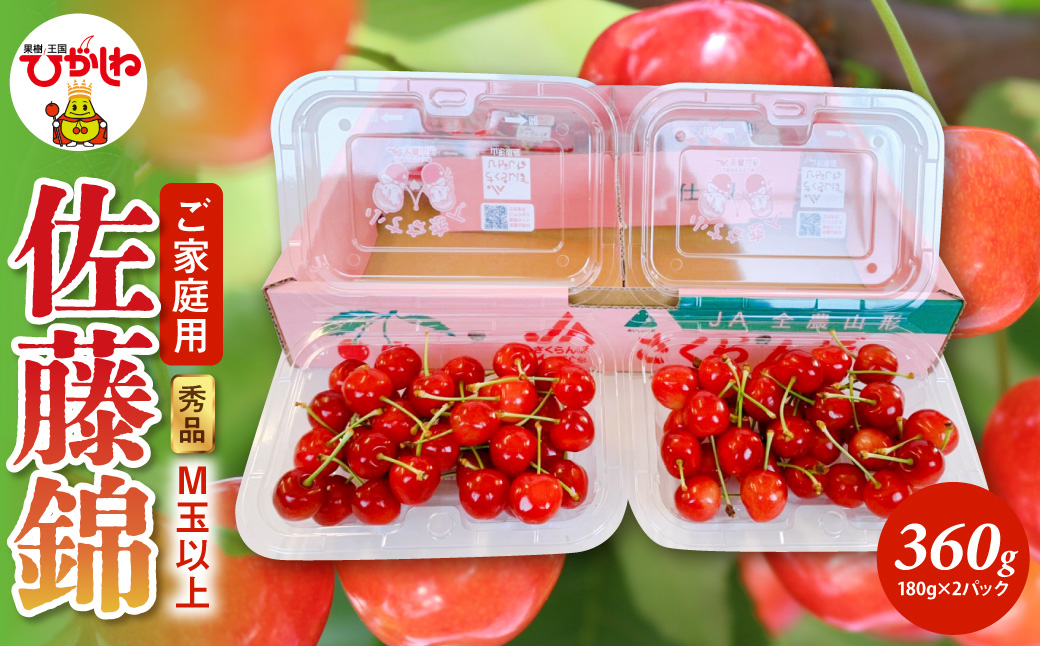 【2026年産】ご家庭用 さくらんぼ 佐藤錦 秀品 M玉以上 約360g 山形県 東根市 千笑花夢提供 hi082-066-r8