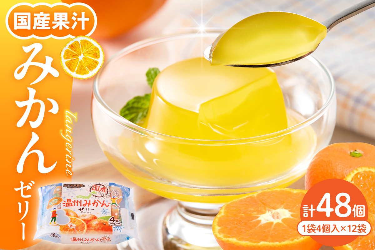 国産温州みかんゼリー1袋4個入×12袋 和歌山産業提供 山形県 東根市 hi070-005