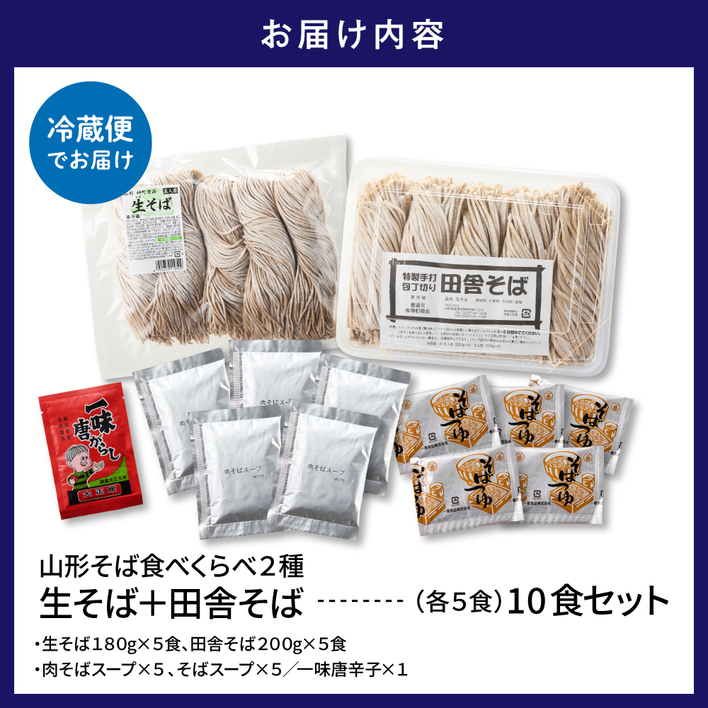 山形そば食べくらべ2種 「10食セット」 山形県 東根市 神町食品提供 hi095-002