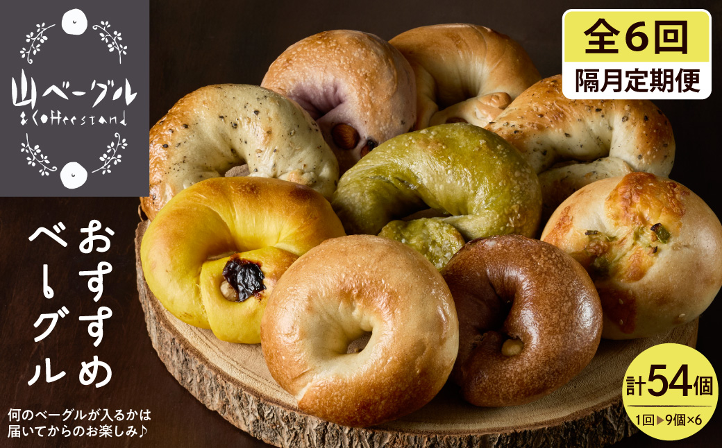 【隔月定期便】おすすめベーグル 9個セット×6回 詰め合わせ 山ベーグル＆CoffeeStand提供 山形県 東根市 hi086-007