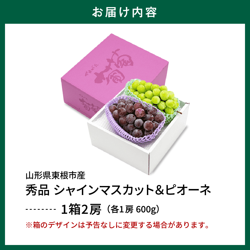 2025年ぶどう「シャインマスカット＆ピオーネ 」各1房（計2房 約1.2kg） 東根農産センター提供 山形県 東根市 hi027-183-2