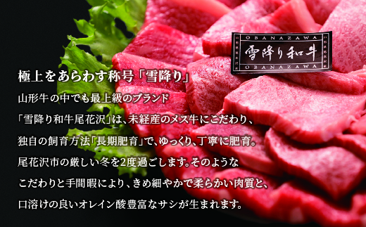 雪降り和牛尾花沢 焼肉セット ロース・カタ・モモ・カルビ 400g 尾花沢牛肉まつりプチ贅沢焼肉セット 山形牛 国産牛 黒毛和牛 雪降り和牛 肉 お肉 ブランド牛 焼肉 焼き肉 食べ比べ 冷凍 高級 贅沢 バーベキュー 送料無料 ja-yomyx400