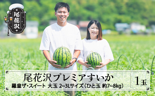 尾花沢プレミアすいか 羅皇ザ・スイート 大玉 2~3Lサイズ(約7~8kg) 1玉 2026年産 令和8年産 nf-su23r1