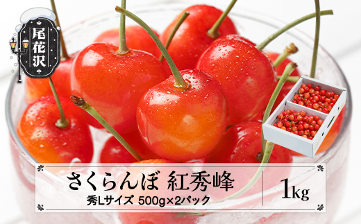 先行予約 さくらんぼ 紅秀峰 秀Lサイズ 1kg バラ詰め 化粧箱 (500gx2)  2026年産 令和8年産 山形県産 ns-bsslb1