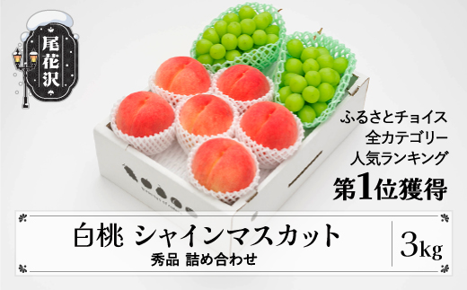 先行予約 白桃 シャインマスカット 秀品 詰め合わせ 3kg 2025年産 令和7年産 山形県産 送料無料 もも ぶどう 果物 フルーツ ※沖縄・離島への配送不可 ns-fshsx3