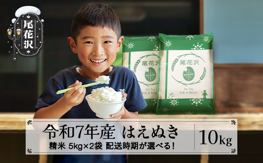 令和7年産 精米 はえぬき 10kg 5kg×2 配送時期選べる 3月上旬~6月下旬発送 2025年産 山形県尾花沢市産 送料無料 ja-hasxa10