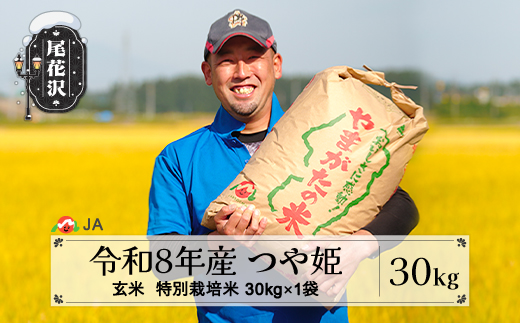 新米 令和8年産 特別栽培米 玄米 つや姫 30kg 配送時期選べる 11月上旬~3月下旬発送 ja-tsgtb30