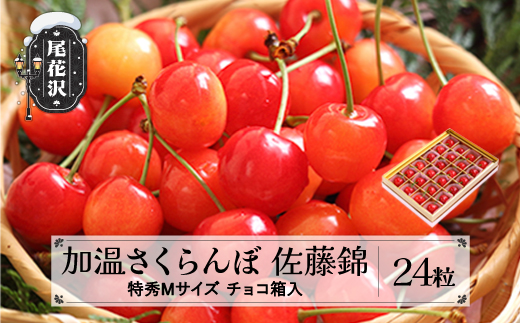 先行予約 加温 さくらんぼ 佐藤錦 特秀Mサイズ 24粒 120g 5月上旬~5月下旬頃発送 プレゼント ギフト チョコ箱入 2025年産 令和7年産 ハウス ハウス栽培 山形県産 ns-sntmc24