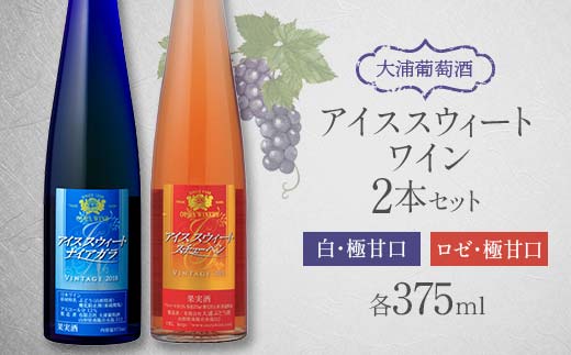 【日本ワインコンクール2023金賞受賞ワイン】 大浦葡萄酒 アイススウィートワイン 375ml×2本セット 『(有)大浦葡萄酒』 白ワイン ロゼ 甘口 山形県 南陽市 [1896]