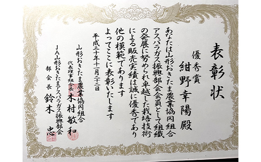 【令和6年産先行予約】 アスパラガス (春芽) 約2kg (L～2Lサイズ  約50～90本前後) 《令和6年5月～発送》 『生産者 紺野 幸陽』 山形県 南陽市 [1952]