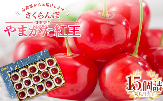 【令和8年産先行予約】 【農林水産大臣賞受賞農家】 さくらんぼ 「やまがた紅王」 15個詰 (秀以上 3L) 《令和8年6月中旬～発送》 『長谷部農園』 山形県 南陽市 [2053]