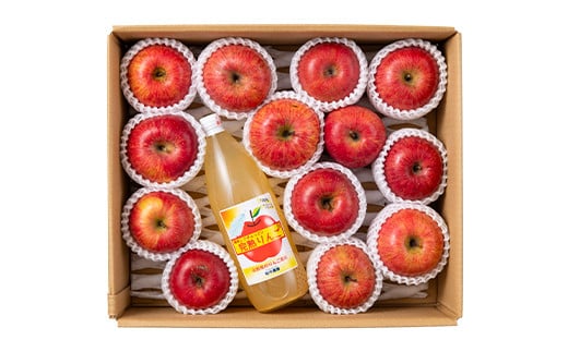 〈訳あり ちょっと規格外〉 雪んこ 完熟ふじりんご 約4kg ＆ ふじりんご ストレートジュース 1本 セット 《令和8年1月上旬～発送》 【全国りんご選手権銀賞】 『船中農園』 山形県 南陽市 [1404-1]