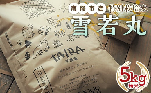 令和7年産 特別栽培米 雪若丸 5kg 『平農園』 山形南陽産 米 白米 精米 ご飯 農家直送 山形県 南陽市 [1949]