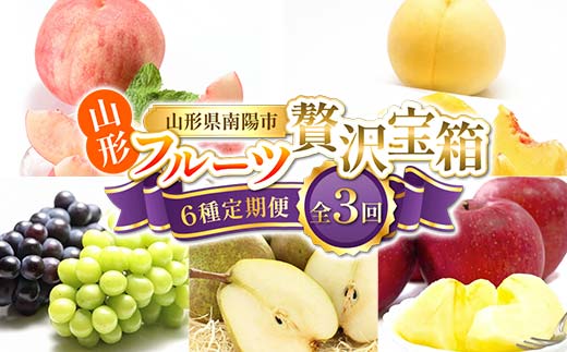 【令和8年産先行予約】 《定期便3回》 山形フルーツ贅沢宝箱6種便 『フードシステムズ』 桃 シャインマスカット ピオーネ ラ・フランス りんご 果物 フルーツ 山形県 南陽市 [2262-R8]