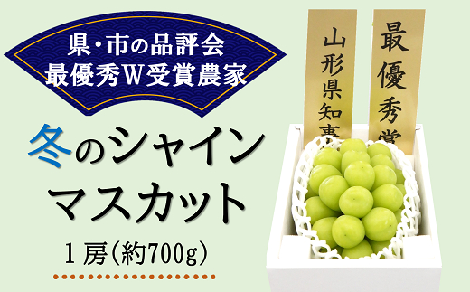 【令和8年産先行予約】 【最優秀賞W受賞農家】 冬のシャインマスカット 約700g (1房 秀) 《令和8年12月上旬～発送》 『生産者 佐藤 大輔』 ぶどう 山形県 南陽市 [2237-R8]