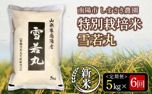 【令和8年産 新米 先行予約】 【米食味コンクール金賞受賞農園】 《定期便6回》 特別栽培米 雪若丸 5kg×6か月 《令和8年10月上旬～発送》 『しまさき農園』 山形南陽産 米 白米 精米 ご飯 農家直送 山形県 南陽市 [2557-R8]