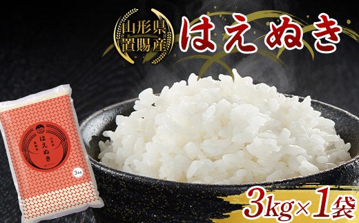 【ふるさとの極み】 令和7年産 山形県 置賜産 はえぬき 3kg×1袋 米 コメ 精米 山形県 南陽市 [2682]