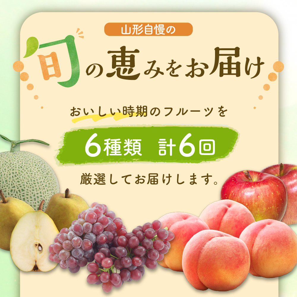 ※2024年発送※【令和6年産】山形県産 6種類 旬のフルーツ定期便（計6回） ぶどう 桃 メロン りんご等