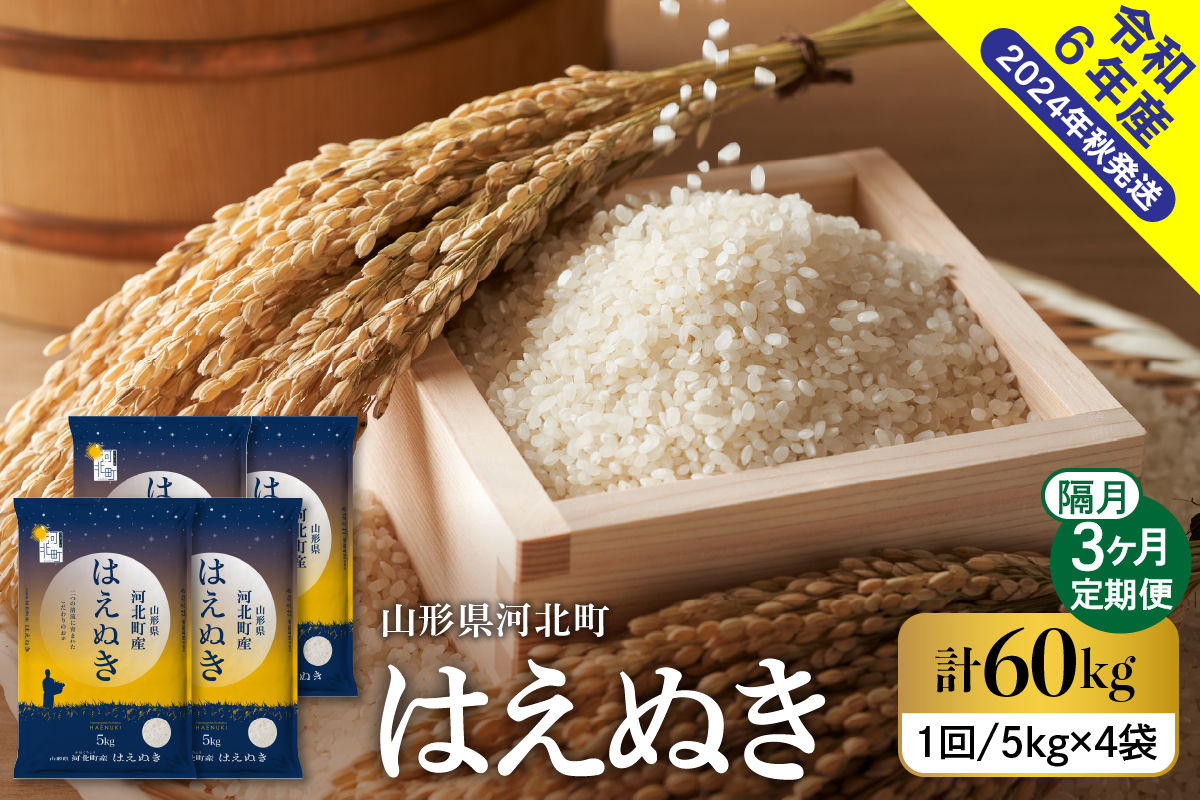 【令和6年産米】※2025年1月下旬スタート※ はえぬき30kg（10kg×3回）隔月定期便 山形県産 【米COMEかほく協同組合】