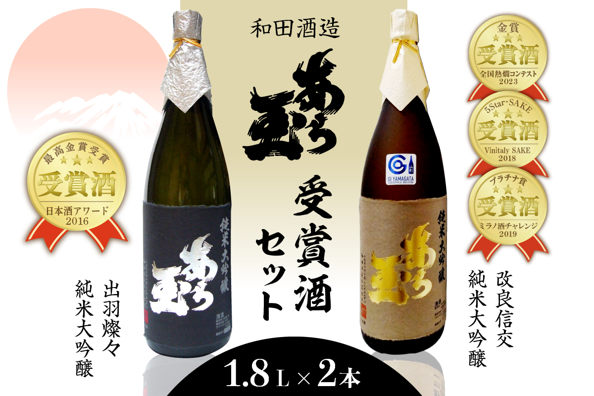 出羽燦々＆改良信交 あら玉純米大吟醸飲み比べセット（1,800ml×2本）