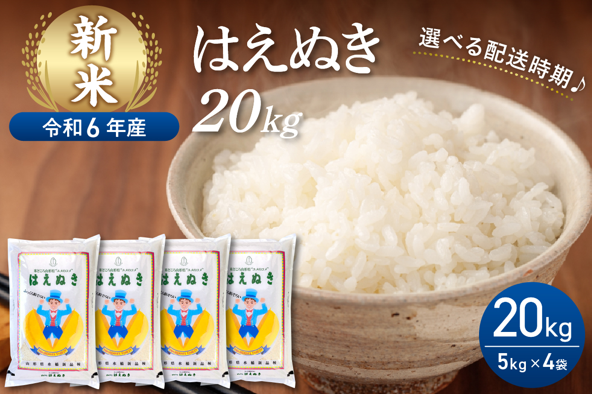 【令和6年産米】2024年12月後半発送 はえぬき20kg（5kg×4袋）山形県産 【丹野商店】