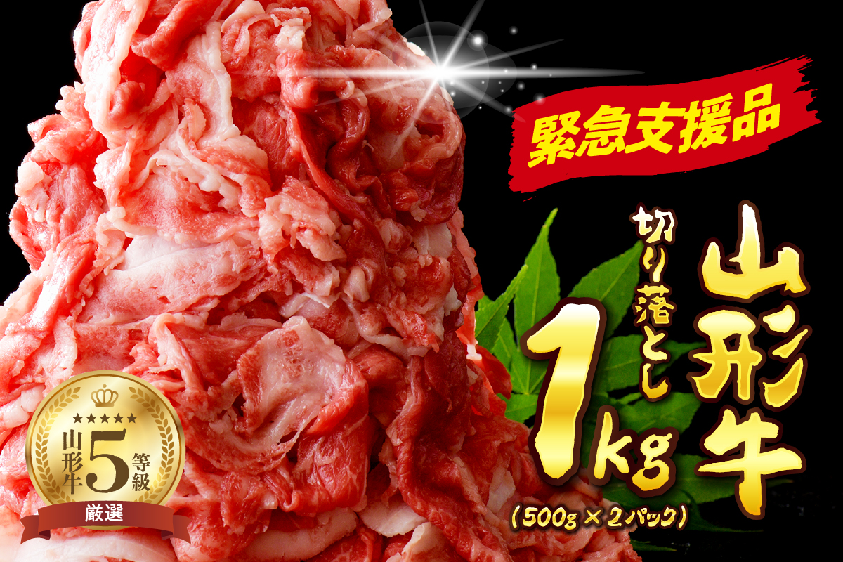 5等級！山形牛 牛肉 切り落とし 1kg 【数量限定】（500g×2パック）