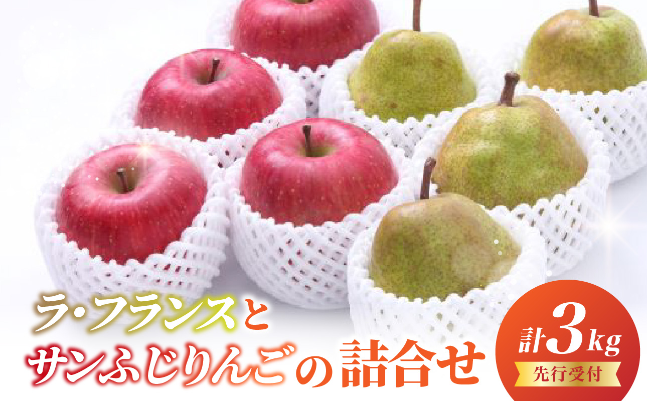 《先行受付》ラ・フランスとサンふじりんごの詰合せ3kg【2026年11月頃より順次発送予定】