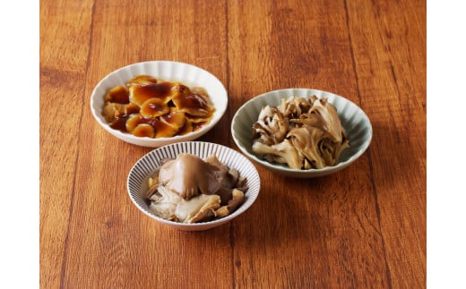 大江町柳川産 原木きのこ水煮3種（なめこ・舞茸・ひらたけ）