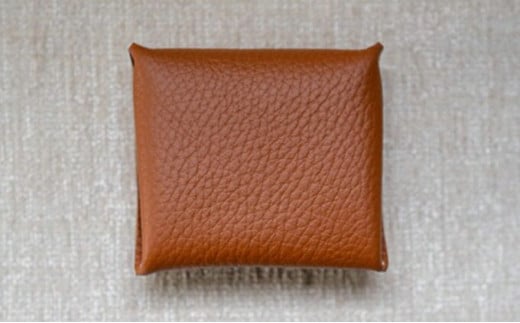 本革コインケース（茶色）7.5×7.5cm【ann's  jam・ハンドメイド品】