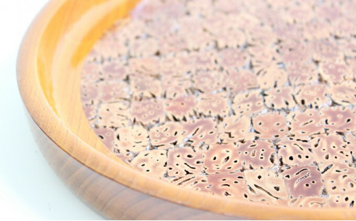 桃の実　象嵌盆　9寸