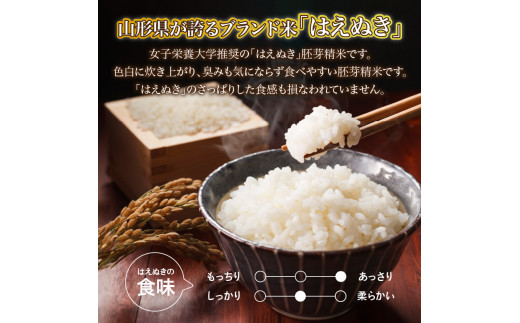 《3ヶ月定期便》山形県産 無洗米 令和7年産 はえぬき 胚芽精米 10kg(2kg×5袋)【山形県産 BG精米製法】