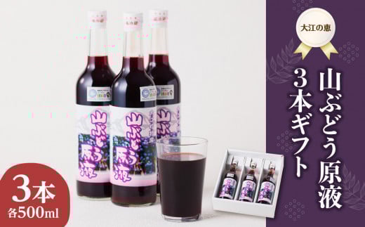 大江の恵 山ぶどう3本ギフト(各500ml)