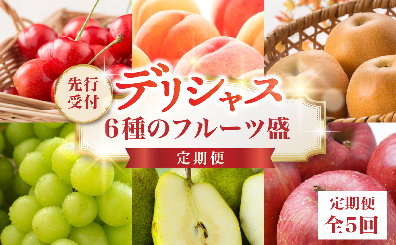 ≪先行受付≫ デリシャス６種のフルーツ盛定期便【定期便全5回】