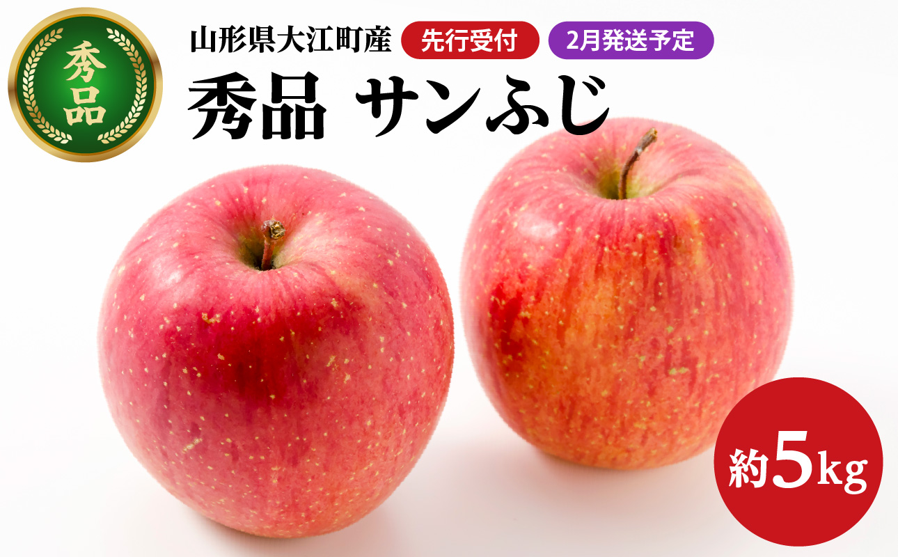 《先行受付》【2027年2月発送予定】 サンふじ約5kg・秀品【大江町産・山形りんご・大地農産】