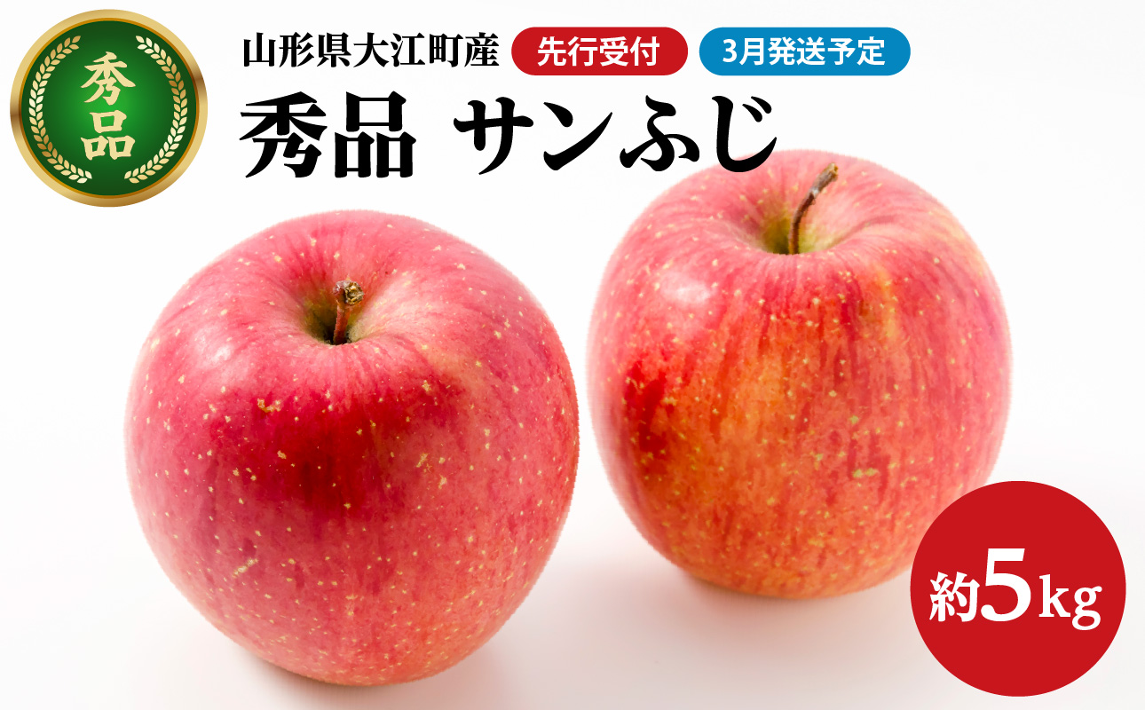 《先行受付》【2027年3月発送予定】 サンふじ約5kg・秀品【大江町産・山形りんご・大地農産】