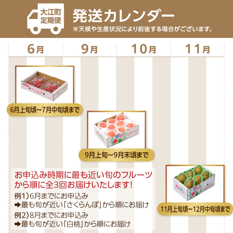 【発送月固定】山形旬彩！こだわりフルーツ定期便全３回Ｃ