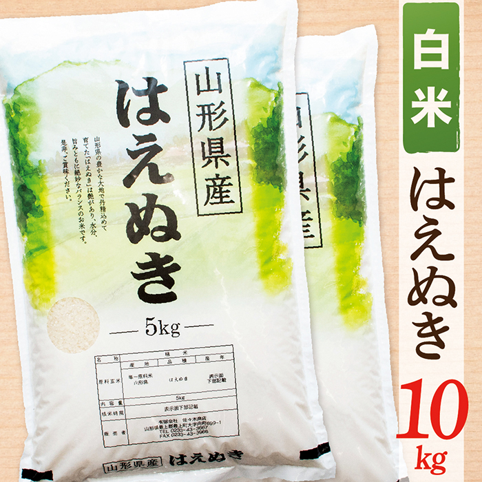 【令和8年産予約】【白米】山形県産はえぬき10kg